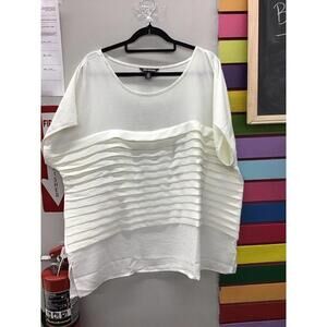 Nina Leonard cap sleeve pleated blouse size 2X cream new from QVC